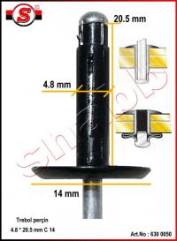 Art.No: 630 0050 Trebol perçin 4.8*20 mm siyah C14