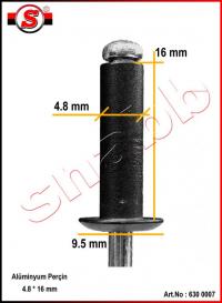 Art.No: 630 0007 Alüminyum perçin siyah 4.8*16 mm